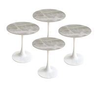 Ensemble de 4 Tables Rondes avec des Pieds en métal Blanc, Gain de Place pour Salle à Manger, Cuisine ou Bureau, 2-4 Places.