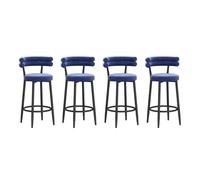 Ensemble de 4 tabourets de bar en velours, hauteur comptoir, avec repose-pieds et pieds en métal. Confortables et rembourrés, ils sont parfaits pour un îlot de cuisine, une salle à manger ou un café.