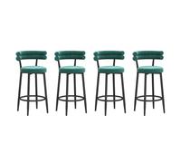 Ensemble de 4 tabourets de bar en velours, hauteur comptoir, avec repose-pieds et pieds en métal. Confortables et rembourrés, ils sont parfaits pour un îlot de cuisine, une salle à manger ou un café.