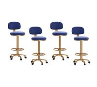 Ensemble de 4 tabourets de bar pivotants à 360° en velours, hauteur réglable, pieds en métal et repose-pieds. Confortables et rembourrés, ils sont parfaits pour un îlot de cuisine ou un bistro.