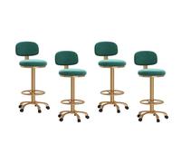 Ensemble de 4 tabourets de bar pivotants à 360° en velours, hauteur réglable, pieds en métal et repose-pieds. Confortables et rembourrés, ils sont parfaits pour un îlot de cuisine ou un bistro.