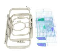 Ensemble de 4 tambours à broder pour PE-700, PE-770, PE-780D ; tambour de remplacement avec vis de réglage et grille transparente ; compatible avec Innovis PC-8500 et