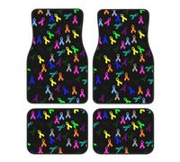 Ensemble de 4 Tapis de Sol antidérapants universels pour Voiture, Motif Ruban Anti-Cancer. Convient à Toutes Les Saisons.