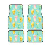 Ensemble de 4 Tapis de Sol colorés pour Voiture, Motif Bubble Tea, universels et décoratifs intérieurs.