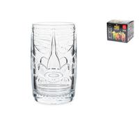 Ensemble De 4 Verres En Verre Transparent Décoré Tiki Sardaigne 45Cl