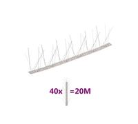 Ensemble de 40 pointes à 5 rangées contre oiseaux Inox 20 m