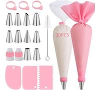 Ensemble de 40 sacs et embouts de tuyauterie, kit de décoration de gâteaux avec 20 sacs à pâtisserie réutilisables, 11 embouts de glaçage, 2 coupleurs, 3 pinces à sac, 3 grattoir à gâteau, 1 nettoyant