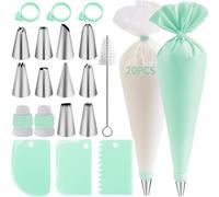Ensemble de 40 sacs et embouts de tuyauterie, kit de décoration de gâteaux avec 20 sacs à pâtisserie réutilisables, 11 embouts de glaçage, 2 coupleurs, 3 pinces à sac, 3 grattoir à gâteau, 1 nettoyant