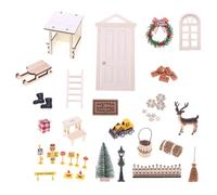 Ensemble de 42 pièces en bois renouvelable pour maison de vacances - Design respectueux de l'environnement - Pour maison de poupée de Noël