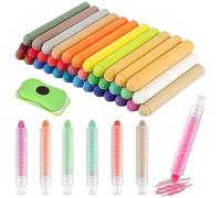 Ensemble de 43 craies sans poussière pour enfants, colorées et non toxiques, avec porte craies et effaceurs lavables. Idéales pour dessiner écrire.