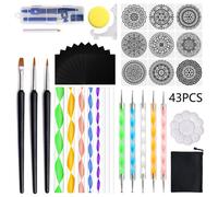 Ensemble De 43 Stylos À Points Mandala, Pochoirs À Bille, Plateau De Peinture Pour Peinture, Coloration De Roche, Dessin, Écriture