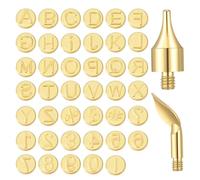 Ensemble de 43 symboles de lettres et de chiffres, pointes de combustion du bois en laiton, Kit d'artisanat de l'alphabet pour bricolage, gaufrage, sculpture sur bois, cuir, papier