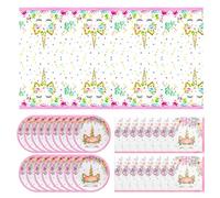 Ensemble de 49 assiettes jetables en forme de licorne pour fête d'anniversaire