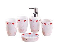 Ensemble de 5 accessoires de salle de bain blancs avec distributeur de lotion, porte-savon, gobelet, porte-brosse à dents, cadeau de bain, décoration côtière