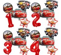 Ensemble de 5 ballons d'anniversaire avec chiffres de voiture Lightning 1-9, thème de course de dessins animés, décoration de fête, accessoire de fête de baby shower 8