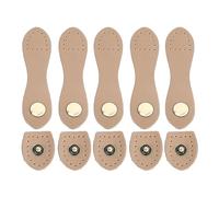 Ensemble de 5 boucles à pression en cuir, fermeture à languette en cuir véritable pour sacs à main et portefeuilles, boucles à pression à coudre DIY avec fixation métallique, pour (Beige)