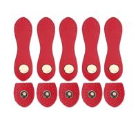 Ensemble de 5 boucles à pression en cuir, fermeture à languette en cuir véritable pour sacs à main et portefeuilles, boucles à pression à coudre DIY avec fixation métallique, pour (Rouge)
