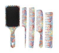 Ensemble de 5 brosses à cheveux en forme de pagaie, kit de peignes démêlants avec une queue à dents larges et fines, brosses de coiffage et de massage du cuir chevelu adaptées à