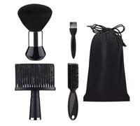Ensemble De 5 Brosses De Coiffure Noires, Brosse De Nettoyage De Coiffeur, Brosse De Dépoussiérage Portable Pour Cheveux Doux, Brosse De Nettoyage Spéciale Pour Salon De Coiffure.