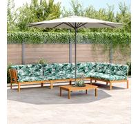 Ensemble de 5 canapés de jardin en bois d'acacia modulaire avec coussins hydrofuges pour terrasse et balcon, design en palette robuste, ensemble de meubles d'extérieur confortables
