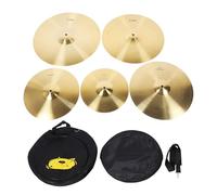Ensemble de 5 cymbales de batterie classiques en laiton de 12 pouces, 14 pouces, 16 pouces, 18 pouces, 20 pouces, avec pads et sac de rangement pour l'entraînement