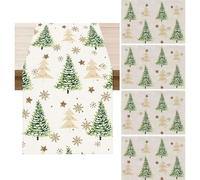 Ensemble de 5 Décoration de Table de Noël, 33 x 183 cm Chemin de Table, Table en Lin 30 x 45 cm Motif Sapin de Noël Flocon de Neige étoile, Décoration de Table de Cuisine d'hiver Saisonnière