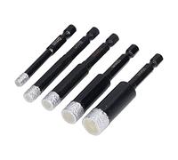 Ensemble de 5 forets à trous diamantés, forets à tige hexagonale pour granit, marbre et carreaux de céramique, forets à cœur diamanté de 6, 8, 10, 12 et 15 mm, offrant une vitesse