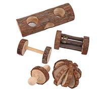Ensemble de 5 Jouets pour Petits Animaux, Jouets à Mâcher Amusants en Bois pour Hamsters, Cochons d'Inde et Lapins, Bois Naturel Robuste, Couleur Aléatoire