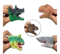 Ensemble de 5 Marionnettes à Doigts, Jouets à Doigts de Requin Dinosaure de Dessin animé, Jouet éducatif en Caoutchouc Souple, Améliore la Relation entre Parents et Enfants, (COLORFUL)