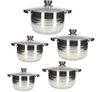 Marmites - Cheffinger - 16/18/20/22/24 cm - Acier inoxydable - Couvercles en verre - Tous feux compatibles