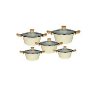 Ensemble de 5 Marmites Antiadhésif Tous Feux Induction avec Couvercles Cheffinger Beige