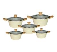 Ensemble de 5 Marmites Antiadhésif Tous Feux Induction avec Couvercles Cheffinger Beige