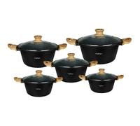 Ensemble de 5 Marmites Antiadhésif Tous Feux Induction avec Couvercles Cheffinger Noir