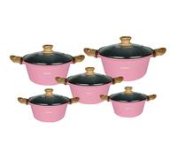 Ensemble de 5 Marmites Antiadhésif Tous Feux Induction avec Couvercles Cheffinger Rose