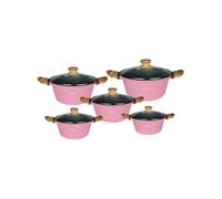 Ensemble de 5 Marmites Antiadhésif Tous Feux Induction avec Couvercles Cheffinger Rose