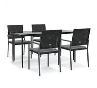 Ensemble de 5 meubles de jardin en polyrotin avec structure en acier et coussins - Salon de jardin durable pour terrasse, balcon ou jardin - Tendances d'intérieur modernes pour les loisirs en plein