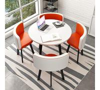 Ensemble de 5 meubles de salle à manger et chaises modernes avec 4 chaises et table de conférence ronde pour petit déjeuner, bar, salle à manger, décoration d'intérieur élégante