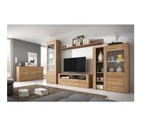 Ensemble de 5 meubles de salon collection SANTIAGO. Coloris chêne.