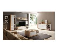 Ensemble de 5 meubles de salon collection SINATRA. Couleur chêne et blanc brillant.