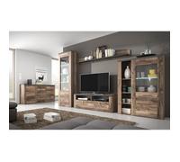 Ensemble de 5 meubles de salon - PRICE FACTORY - SANTIAGO - Contemporain - Design - Noyer et noir