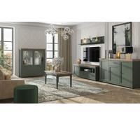 Ensemble de 5 meubles pour votre salon en vert et chêne. Collection ASSIA
