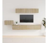Ensemble de 5 meubles TV en chêne Sonoma - Meuble TV élégant et vitrine pour le rangement du salon, solution de mobilier moderne, design fonctionnel et élégant