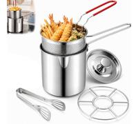 Ensemble de 5 mini-friteuses individuelles, friteuse en acier inoxydable de 1,2 L