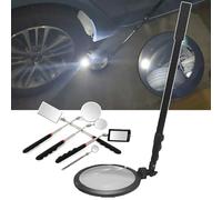 Ensemble de 5 miroirs d'inspection et 1 miroir d'inspection rond avec poignée télescopique, rotation à 360° et éclairage LED, miroir d'inspection sous véhicule, miroir d'inspection de toit de 16 cm