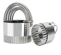 Ensemble de 5 moules à biscuits ronds en acier inoxydable avec poignée, outils professionnels for la préparation pâte(Lace)