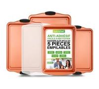 Ensemble de 5 Moules à Pâtisserie - Nutrichef - acier au carbone - Cuivre Cuivre G