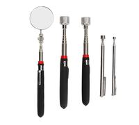 Ensemble de 5 outils de ramassage magnétiques avec pinces télescopiques de 15 lb, 10 lb, 3,5 lb et 1,5 lb ainsi qu'un miroir d'inspection extensible pour la réparation automobile,