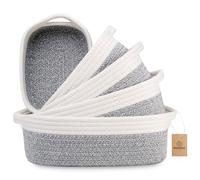 Ensemble de 5 paniers de rangement rectangulaires NaturalCozy : paniers tressés en corde de coton naturel pour organiser vos affaires ! Petit pan