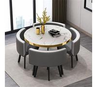 Ensemble de 5 pièces avec table de salle à manger ronde et 4 chaises modernes pour cuisine, petit déjeuner, bar, meubles compacts, 80 x 74,9 cm pour petits espaces