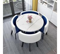 Ensemble de 5 pièces avec table de salle à manger ronde et chaises pour cuisine, 1 table de conférence ronde (80 x 75 cm) avec 4 chaises, idéal pour le petit déjeuner, le bar, la salle à manger